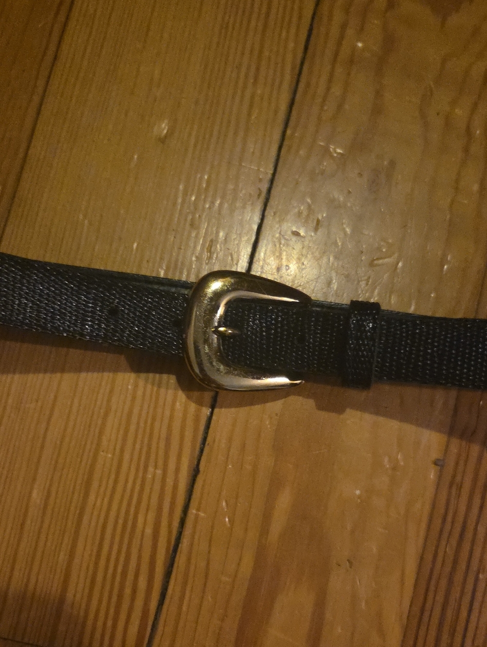 Black Woven Belt with Gold Buckle